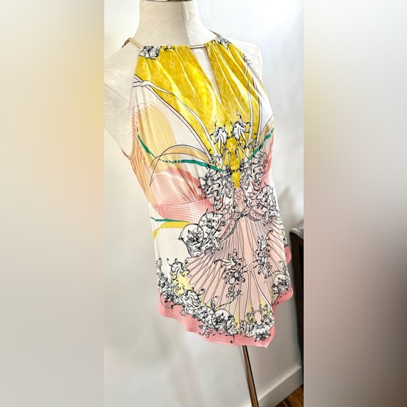 Cache Gold and Pink Asymmetrical Sleeveless Tank Top - Picture 3 of 7